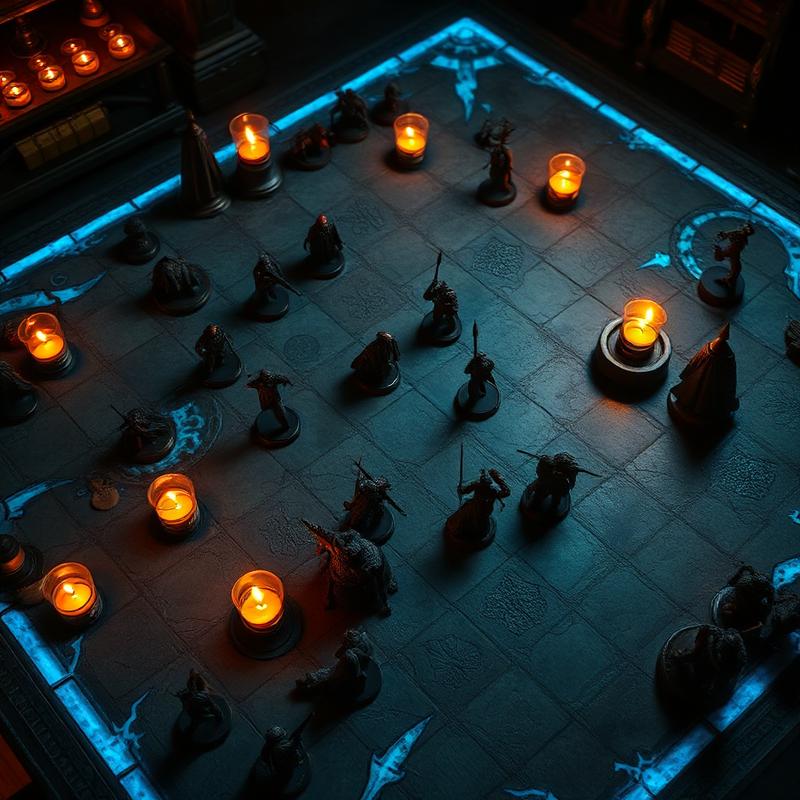 Top-down dungeon battle map with miniatures